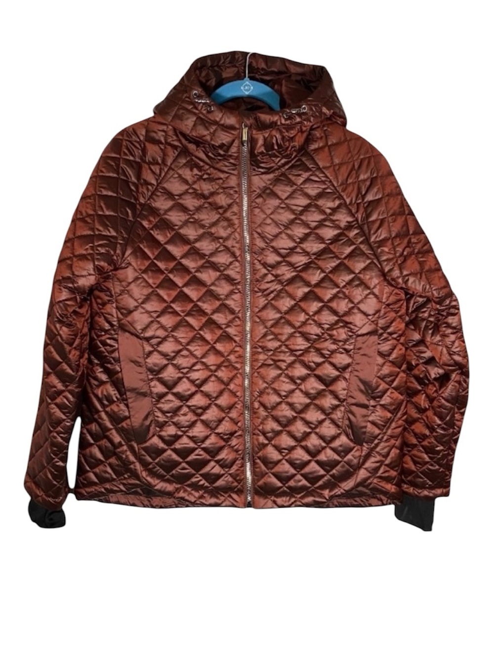 Winter Puffer Coat Quilted Zip Front Hooded Burgundy Pockets Women’s Size Medium